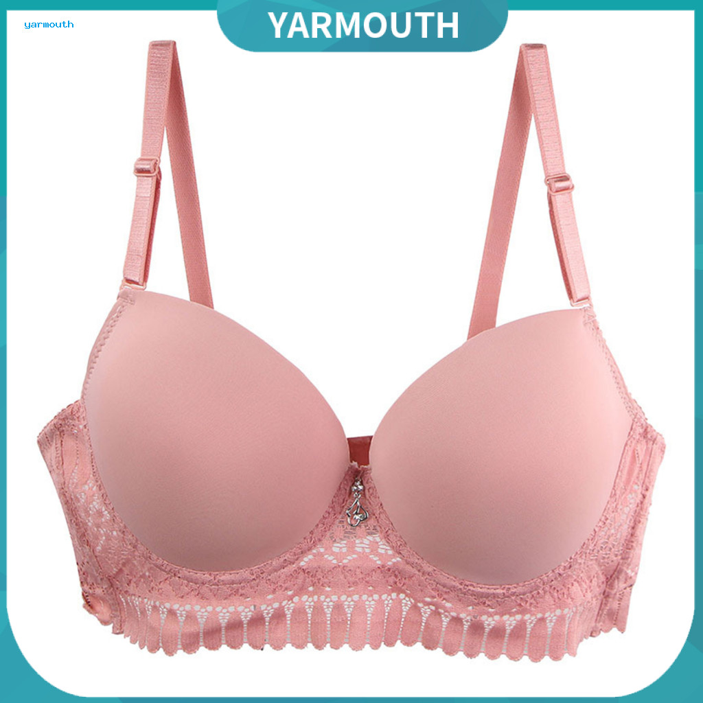 Plus Size Bra Lace Women’s Wired Push-up Hollow Out Trim Adjustable Straps Anti-sagging Pure Color Comfortable Daily O