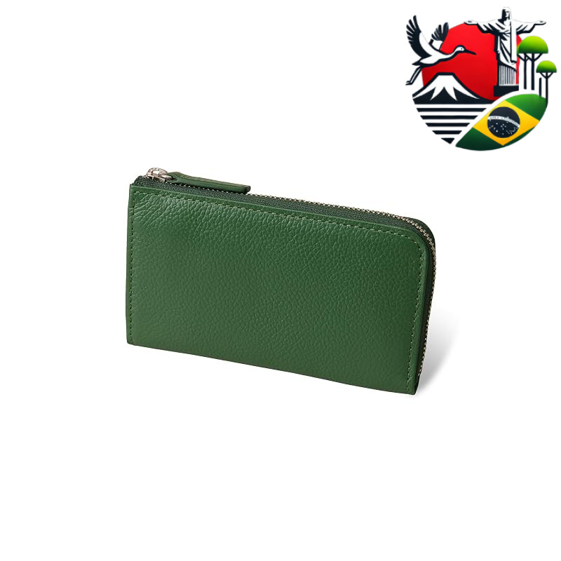 Business Leather Factory L-Zip Multi Wallet, Water-Repellent Genuine Cowhide Leather, Unisex Compact 5-Pocket Design wit