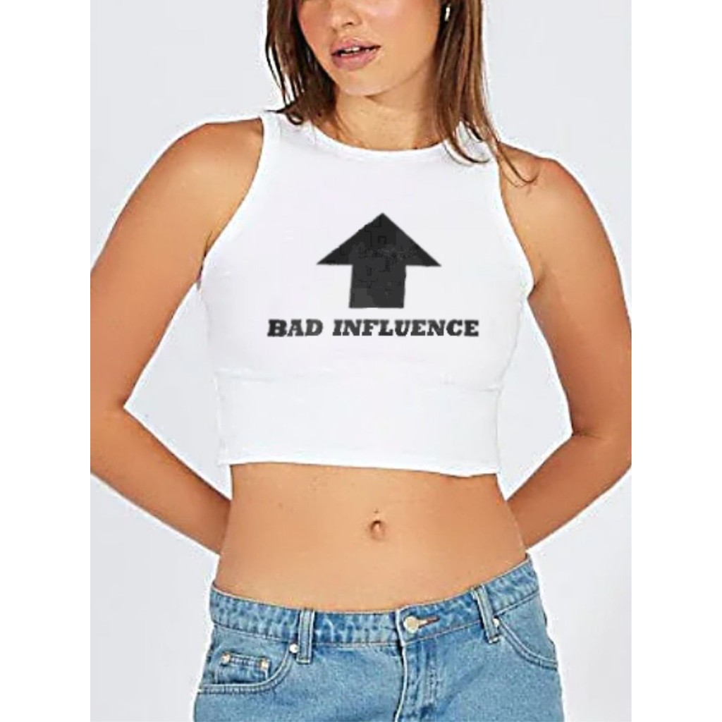 Blusa Cropped Regata Bad Influence Crop Top Tank Soltinha - No Sense