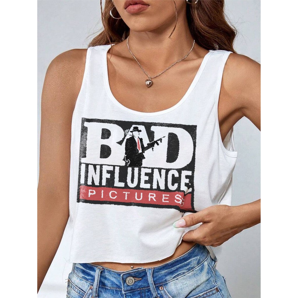 Camiseta Bad Influence Cropped Má Incluencia Crop Top Soltinha - No Sense