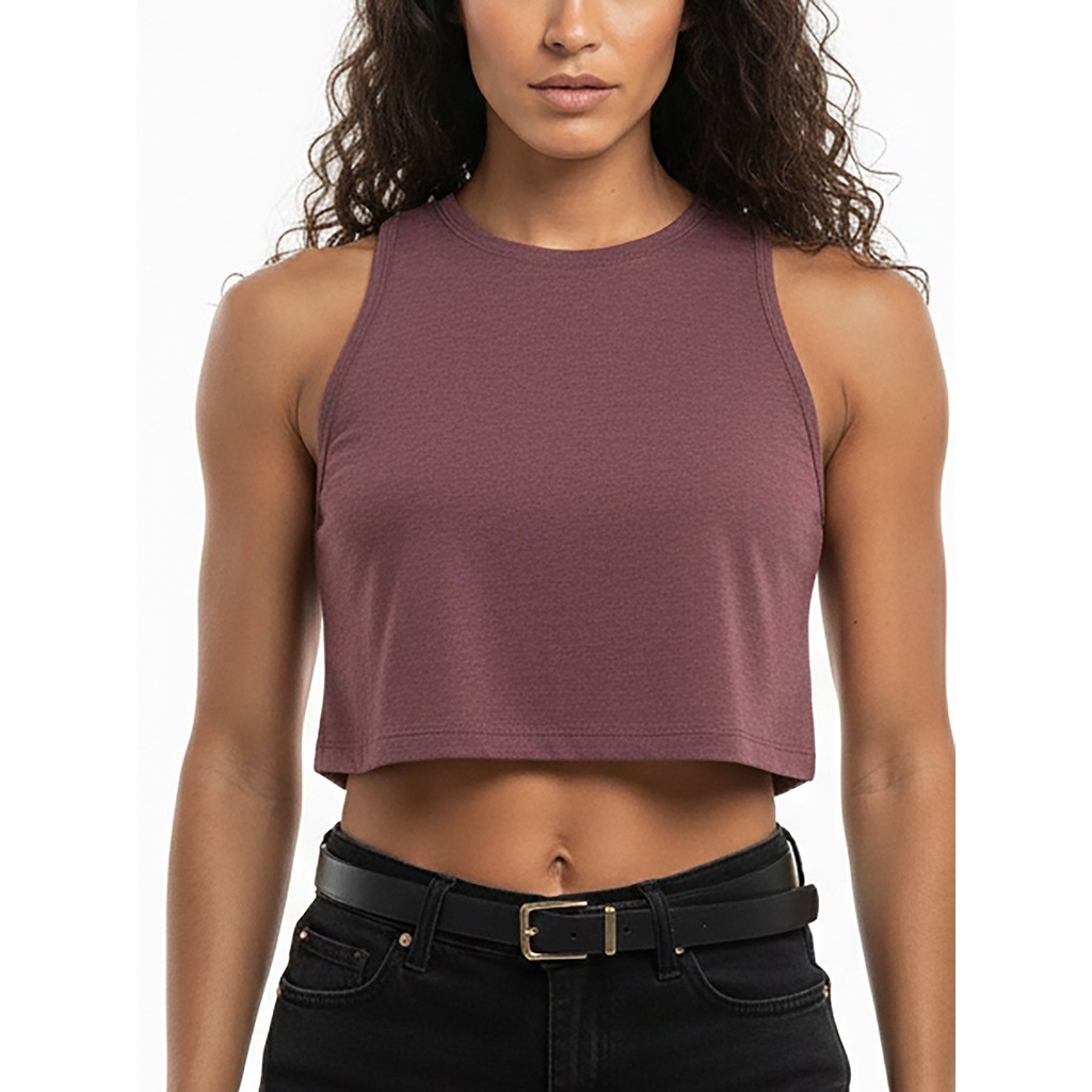 Cropped Regata Vinho Mescla Crop Top Soltinho Regatinha Lisa