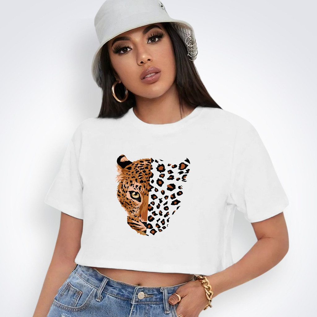 Cropped Crop Feminino Onça Academia Treino Algodão Premium Casual Estiloso