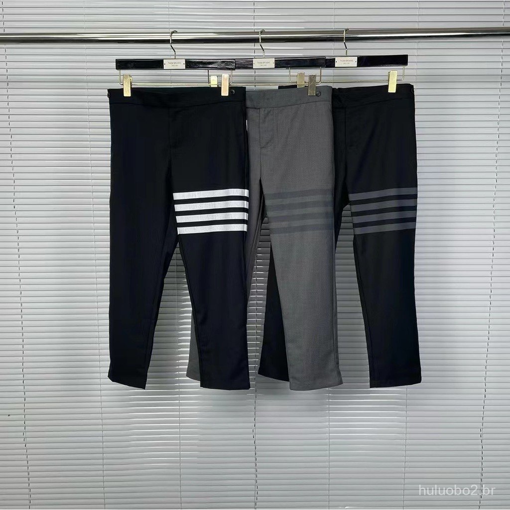 RIXQ New classic four-stripe cropped trousers, casual and stylish, unisex, suitable for business and versatile