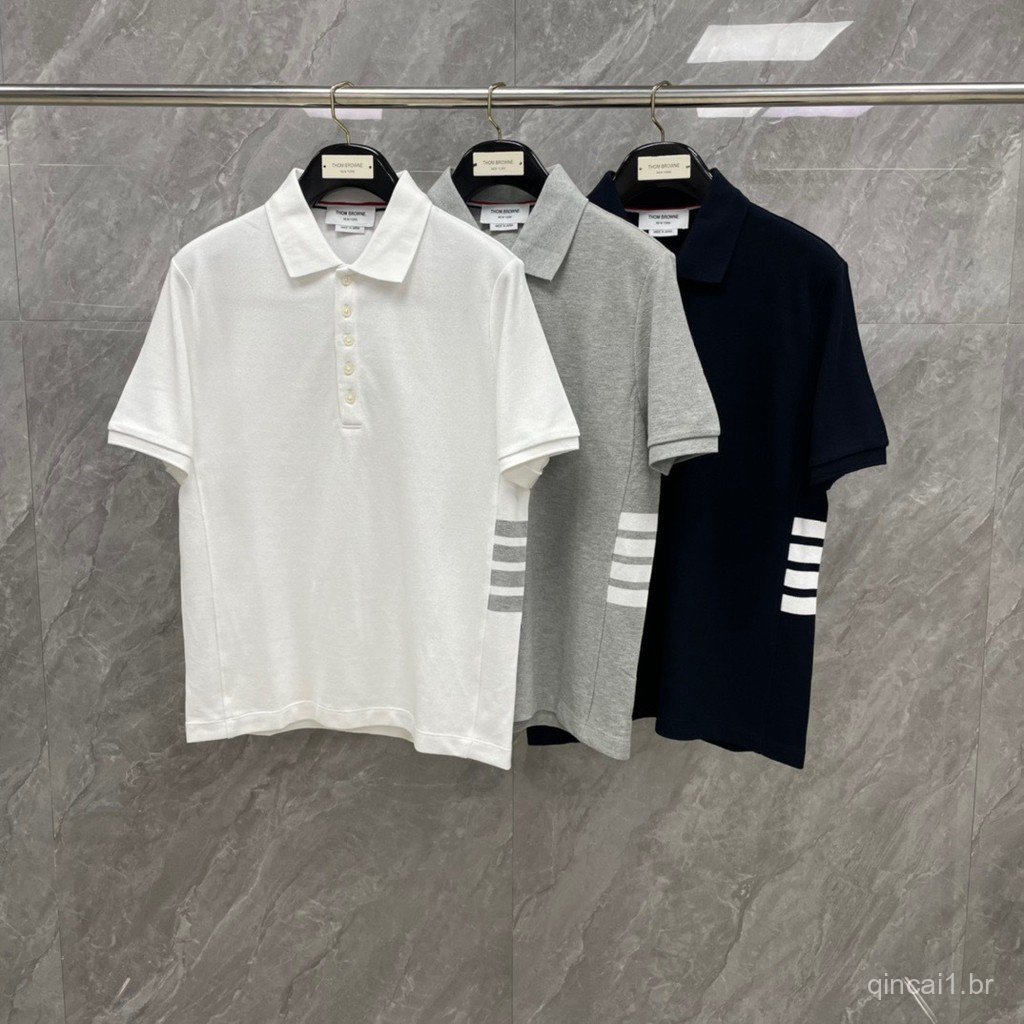 FNBX  New summer model in solid color with four side stripes POLO Short-sleeved business casual fashion versatile