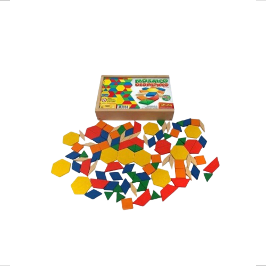 Mosaico Geométrico 100 Peças Material Educativo Criança Escolar Criatividade Colorido Pedagógico