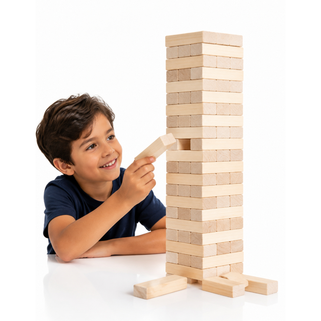 Jogo Torre de Madeira Empilha Blocos Educativo Infantil Coordenação Motora Raciocínio Lógico