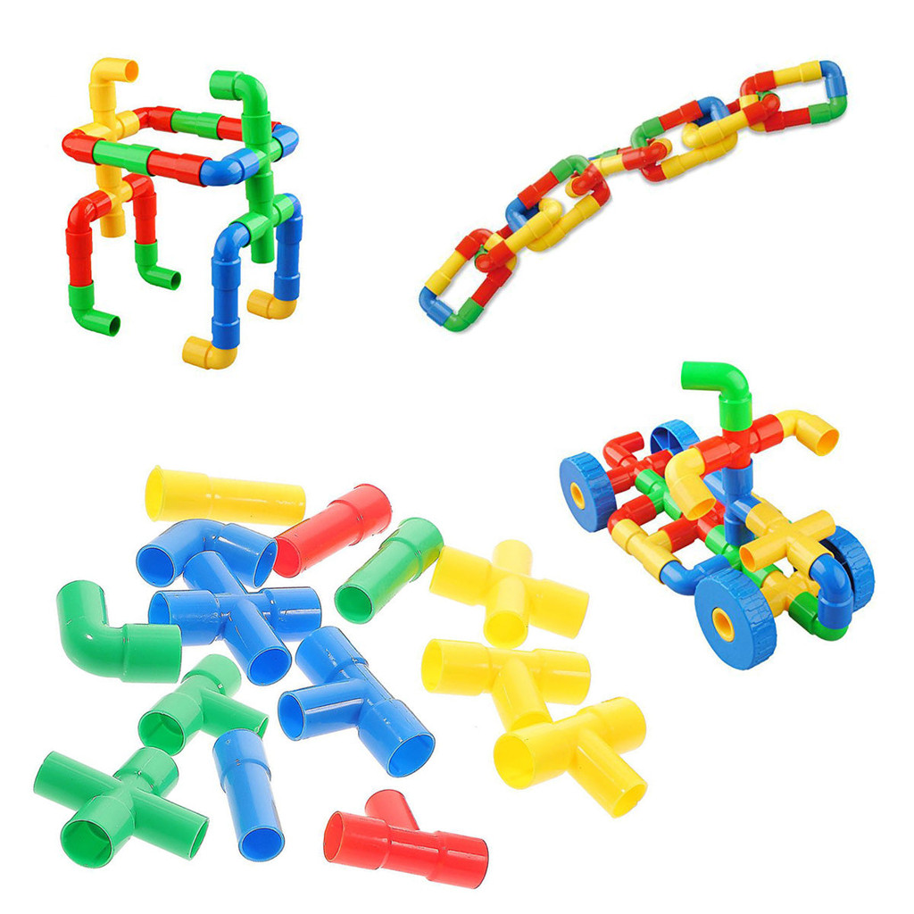 Brinquedo Interativo de Montar com Blocos Coloridos e Tubos