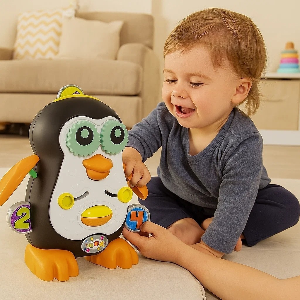 Brinquedo Educativo Pinguino Criança Presente Bonequinho Animal Bichinho Divertido Som