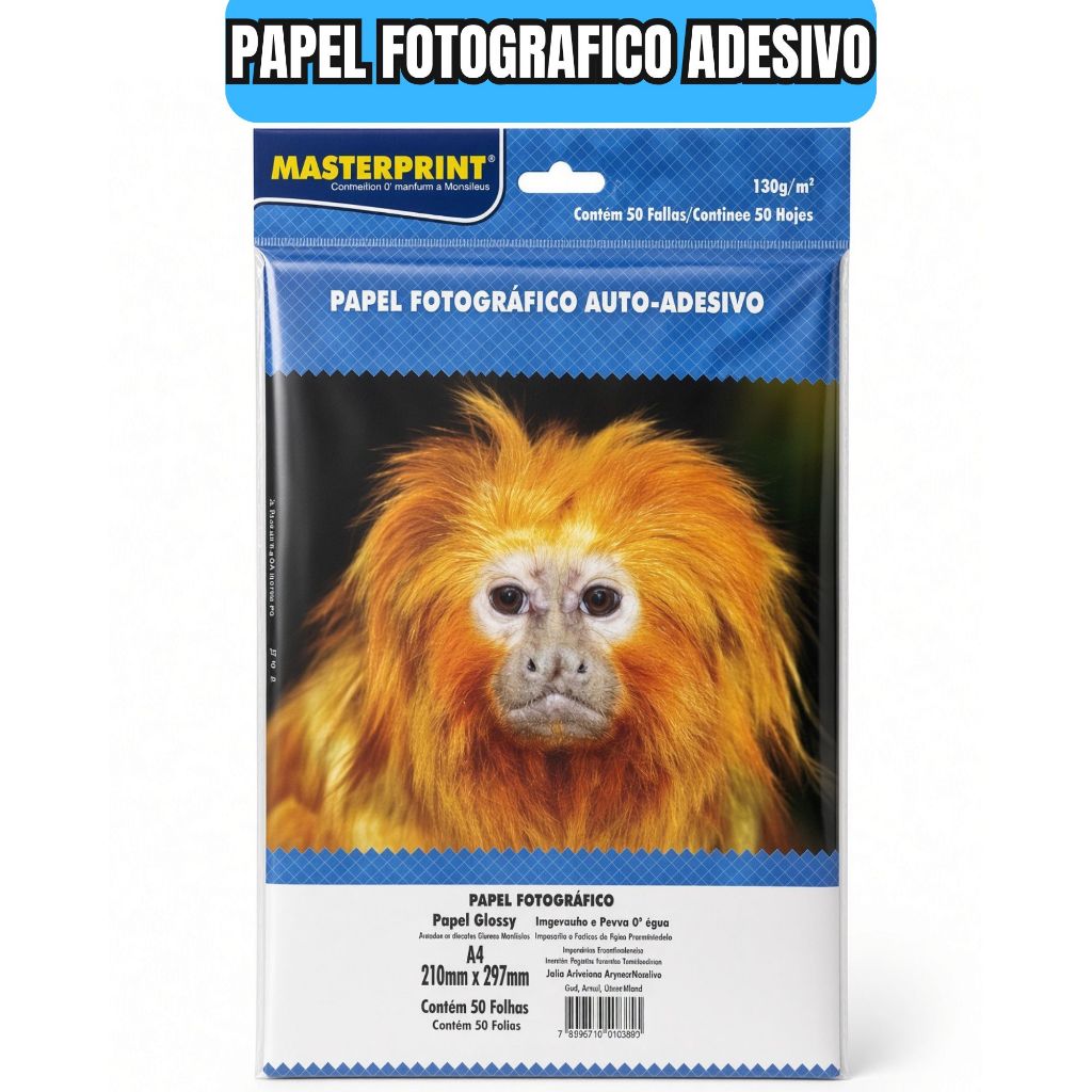 Papel Fotográfico Adesivo A4 Glossy 130g MasterPrint 50 Folhas⁠