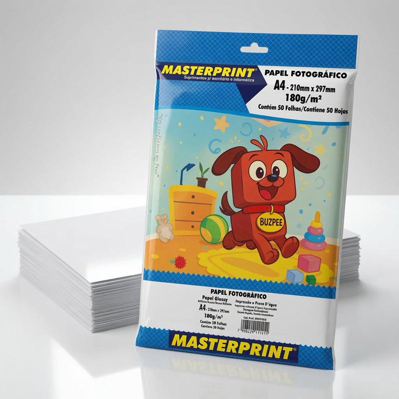 Papel Fotográfico Masterprint A4 180g Glossy Brilhante À Prova D’Água 50 Folhas [não adesivo]