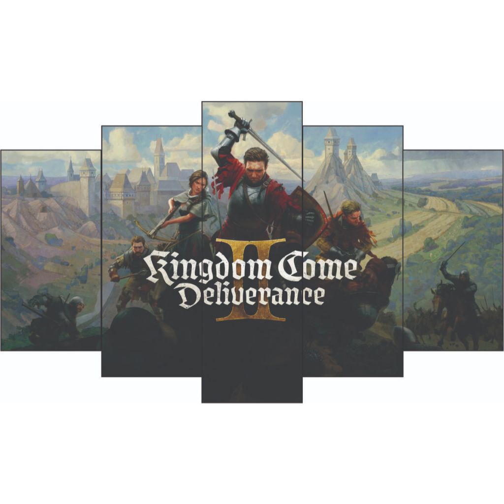 KINGDOM COME DELIVERANCE 2 - Quadro decorativo mdf - 80x45 cm  Mosaico - 5 partes - Game