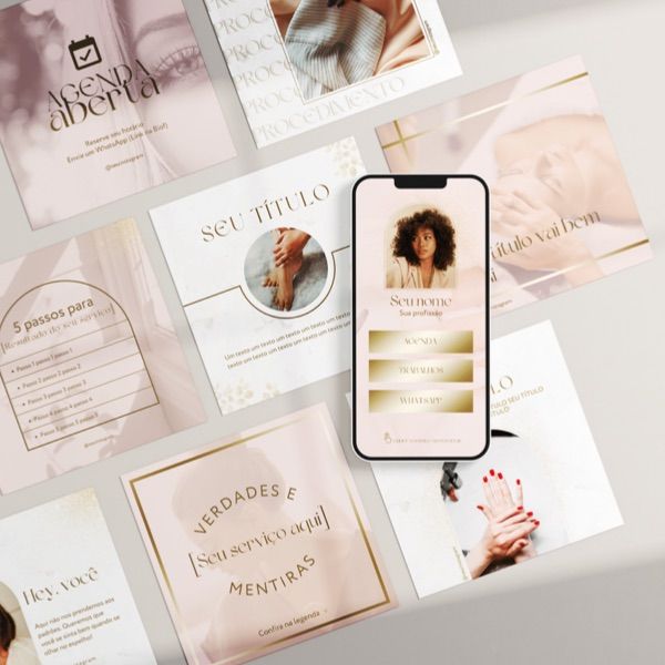 Pack de Posts para Instagram Luxo - Rosê