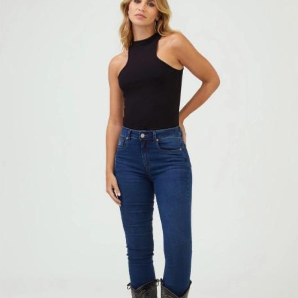 CALÇA SKINNY MEDIUM BLUE JEAN PLUS SIZE