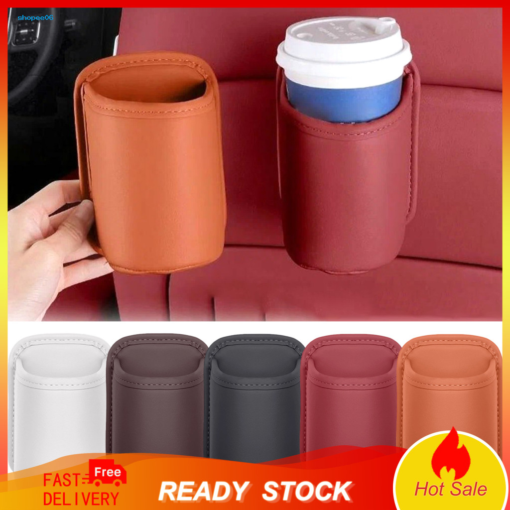 Easy Install Car Storage Universal Faux Leather Door Cup Holder Organizer Wide-mouth Clip for Drinks Phones and Accessor