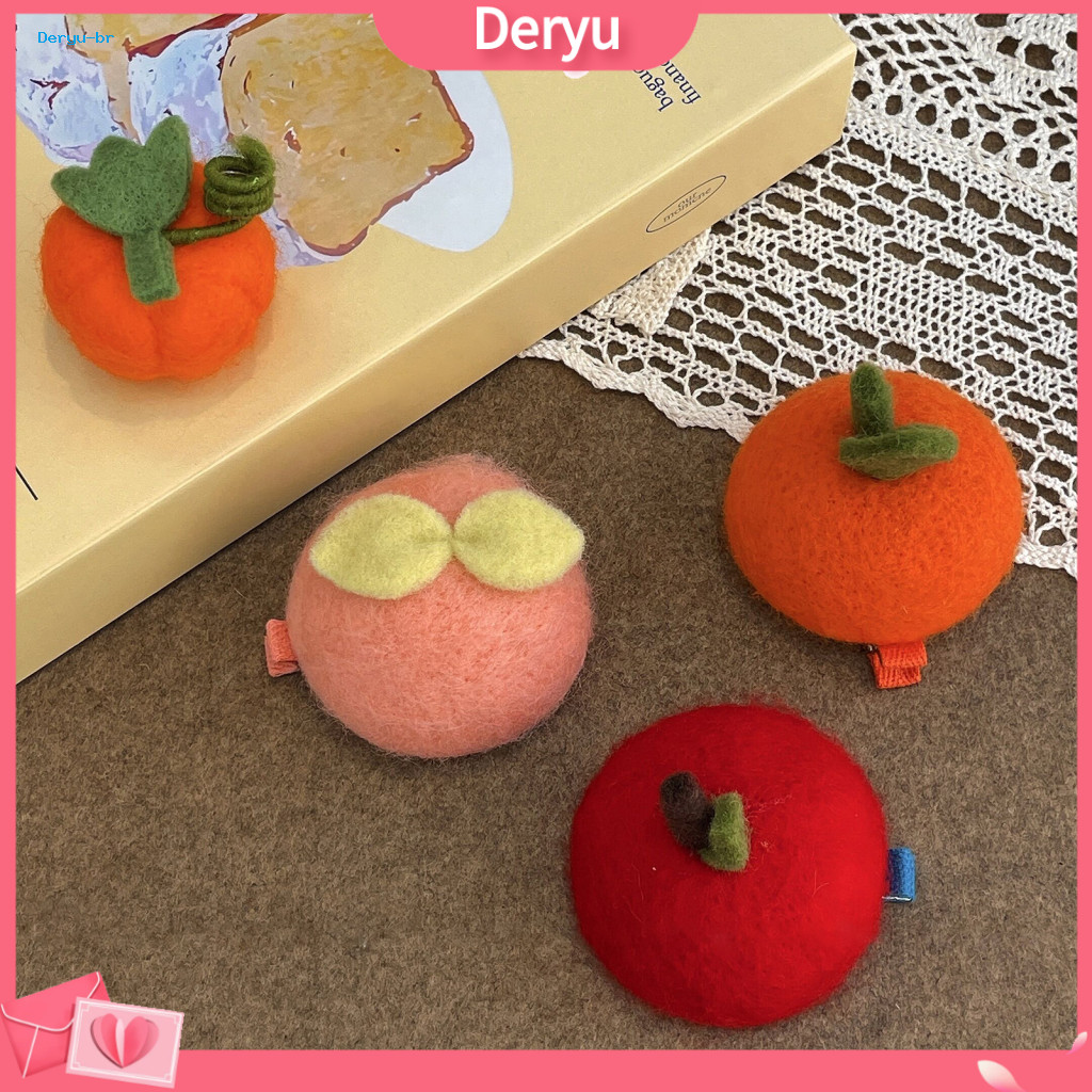 Wool Felt Hair Accessory Toddler Orange Fruit Pin – Soft Side Bang Clip Cute Lucky Charm Baby Adorable Kids for Southe