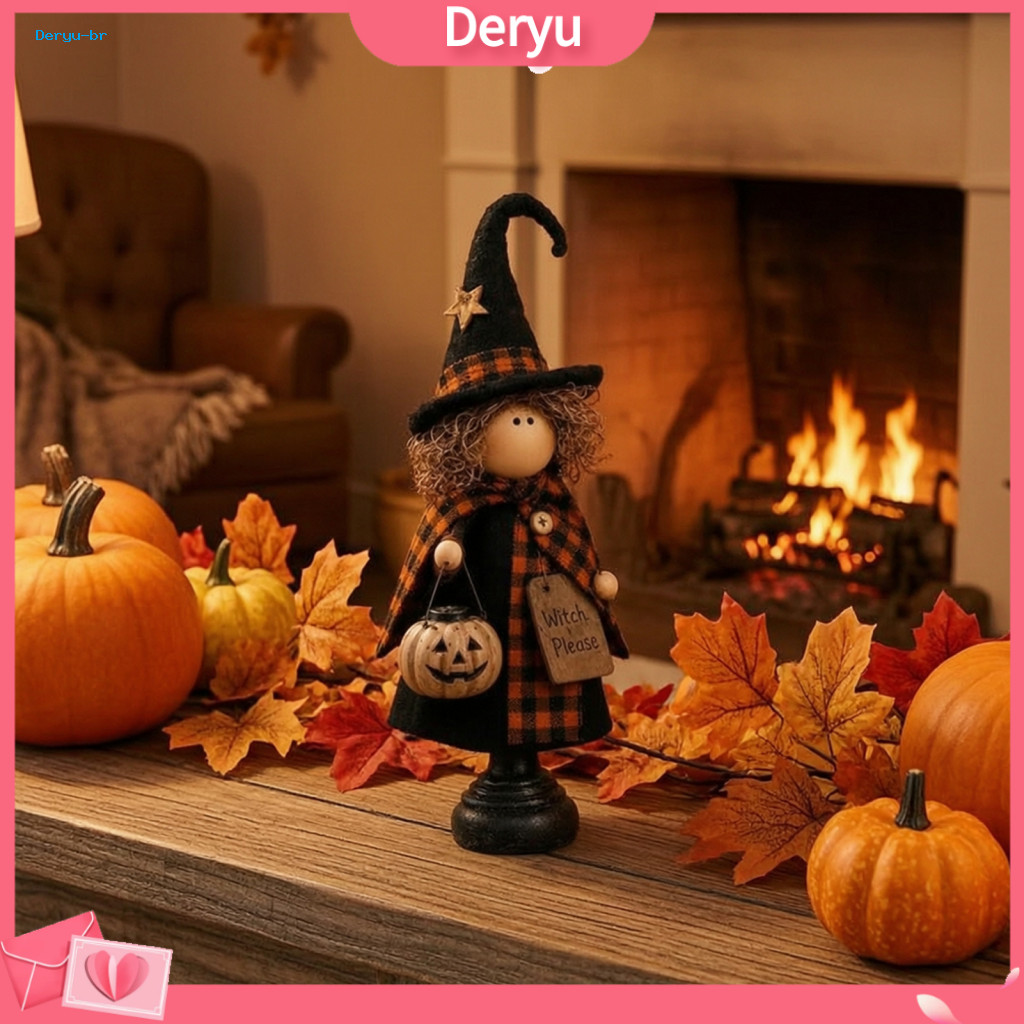 Halloween Lovers Collectibles Witch Ornaments Rustic Resin Figurine Decor Vintage Farmhouse Statue for Mantel Shelf Fall