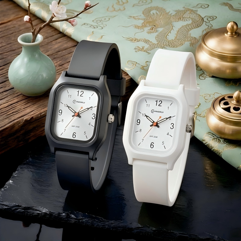 Mingrui Kids Square Quartz Watch 30m À Prova D'água Mãos Luminosas Estilo Chinês Para Estudantes Meninos Meninas
