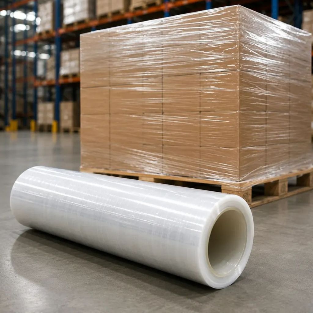 Bobina de Filme Stretch 50 cm Sem Tubete 1 KG - Esticável até 300%, Transparente, Alta Aderência Embalagem Paletização