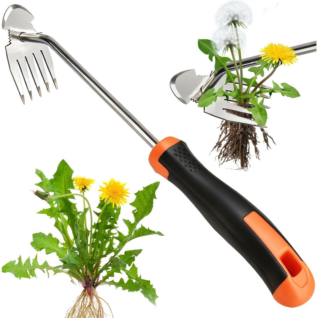 Weed Puller Tool，2026 New Garden Weeder Tool Stainless Steel Hand Weeder Tool,5 Teethes Dual Purpose Remover W