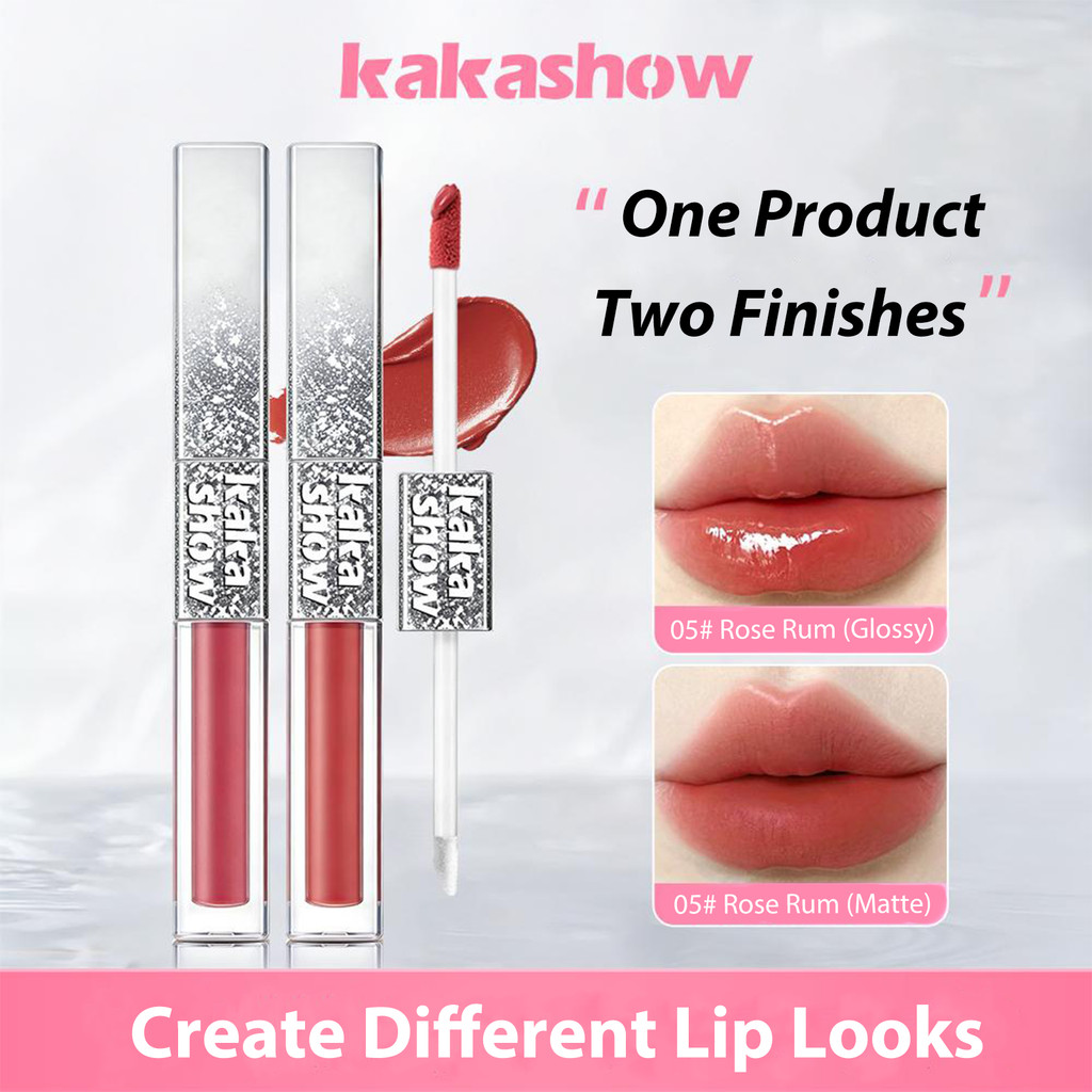 kakashow Multi-Purpose Dual End Lip Tint Batom Fosco Não Seco E Brilho Labial Combo W