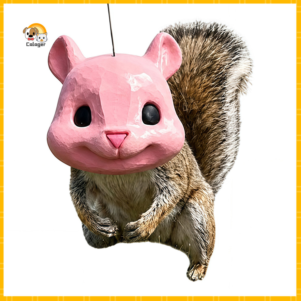 Outdoor Garden Decor Squirrel Feeder with Realistic 3d Head Design Durable Hanging Nut Grain Dispenser for Backyard Tree