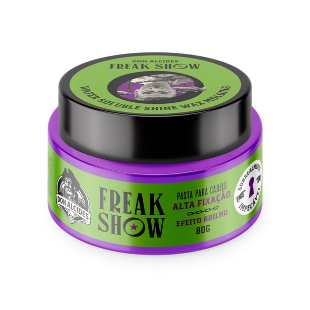 Pasta Water Shine 80g Don Alcides Freak Show Fixação Forte Brilho Intenso Solúvel Água Pomada