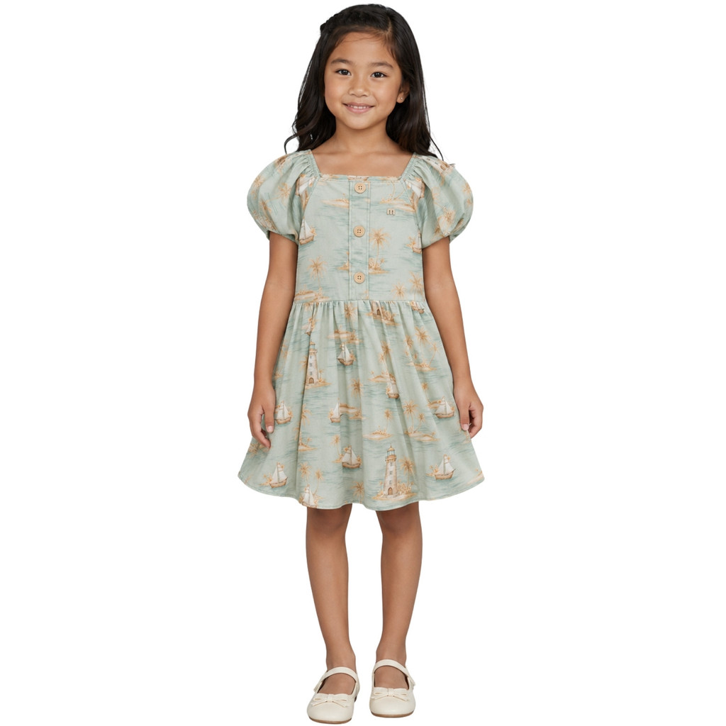 Vestido Infantil Menina Milon Verde Matcha Verão Confortável 2001754