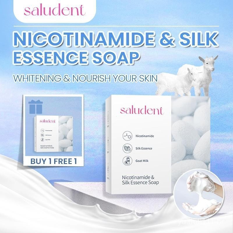 [BUY 1 GET 1 FREE] Saludent Whitening Soap for Face and Body with Niacinamide, Essence Soap for Cleansing N5O3