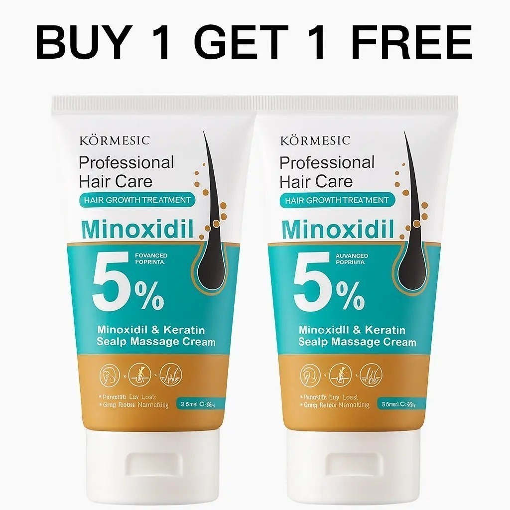 [BUY 1 GET 1 FREE] KORMESIC 5% Minoxidil Hair Growth Scalp Massage Cream with Keratin & Ginger, for Men & Women, Prevent