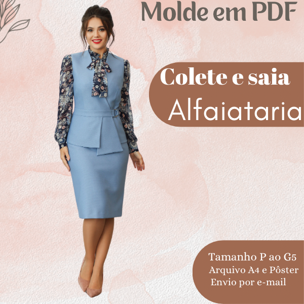 MOLDE EM PDF CONJUNTO COLETE E SAIA MANU