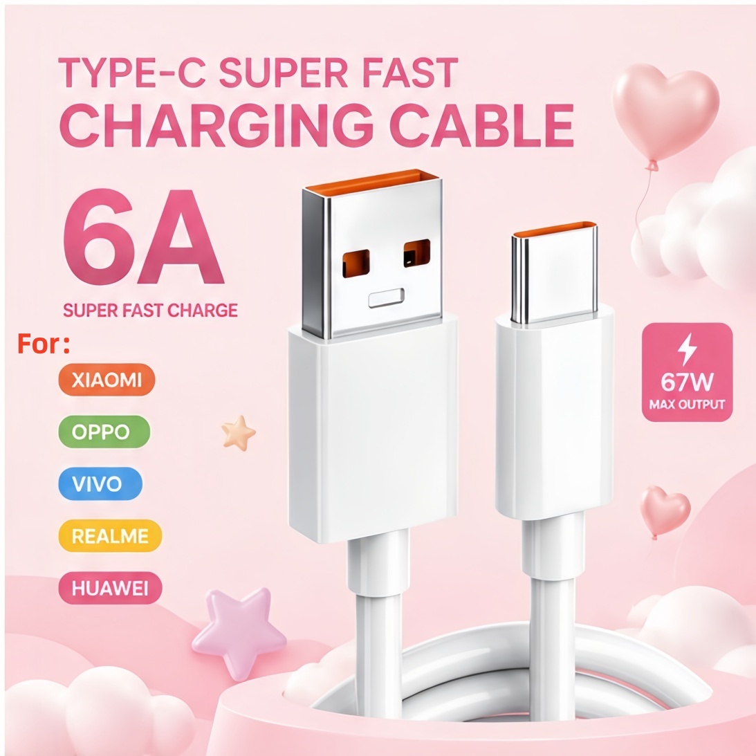 Cabo Supercharger 6A Tipo-C USB Super Carregamento Rápido para Xiaomi 15 14 13 Pro Ultra MIX Fold Huawei Realme Oppo