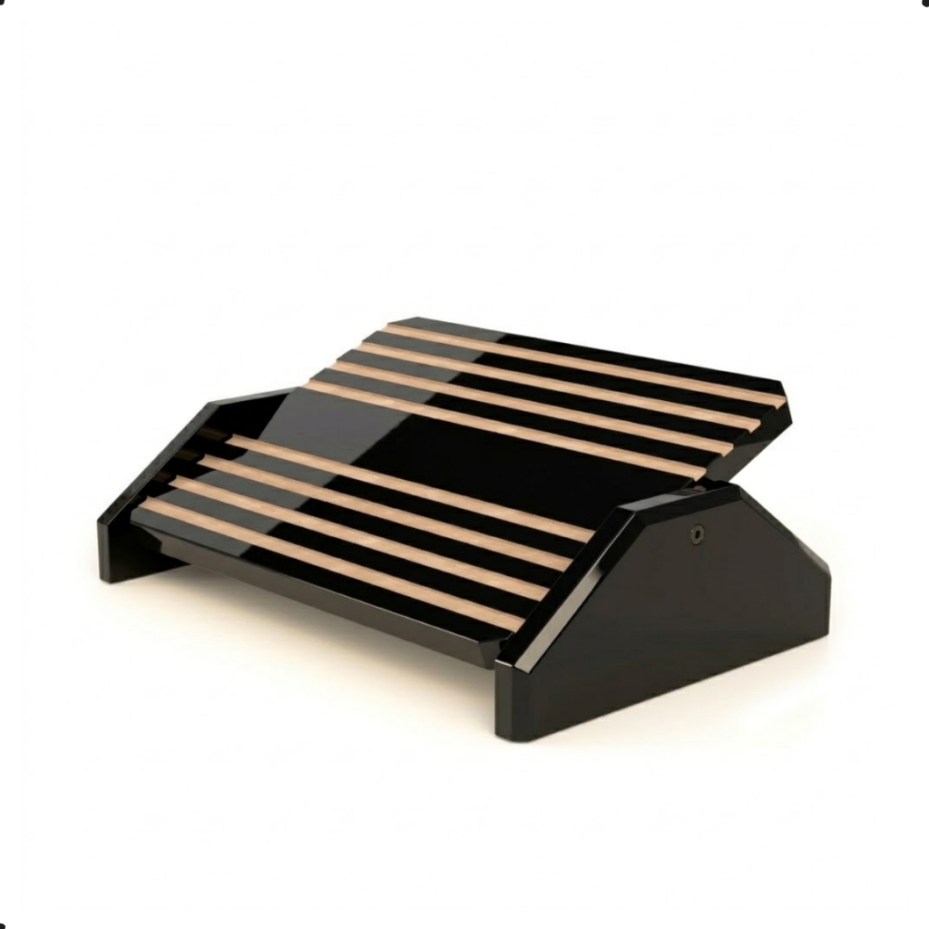 Kit 4 Apoios Para Os Pés Descanso De Pé Ergonômico MDF Antiderrapante Black Piano Escritório