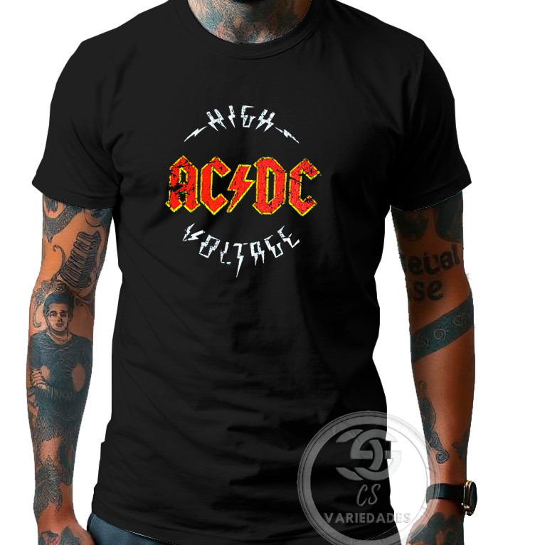 Camiseta AC DC Banda Rock'n'Roll higt Voltage Estampada Malha Premium Algodão 30.1 - Envio Rápido - WL