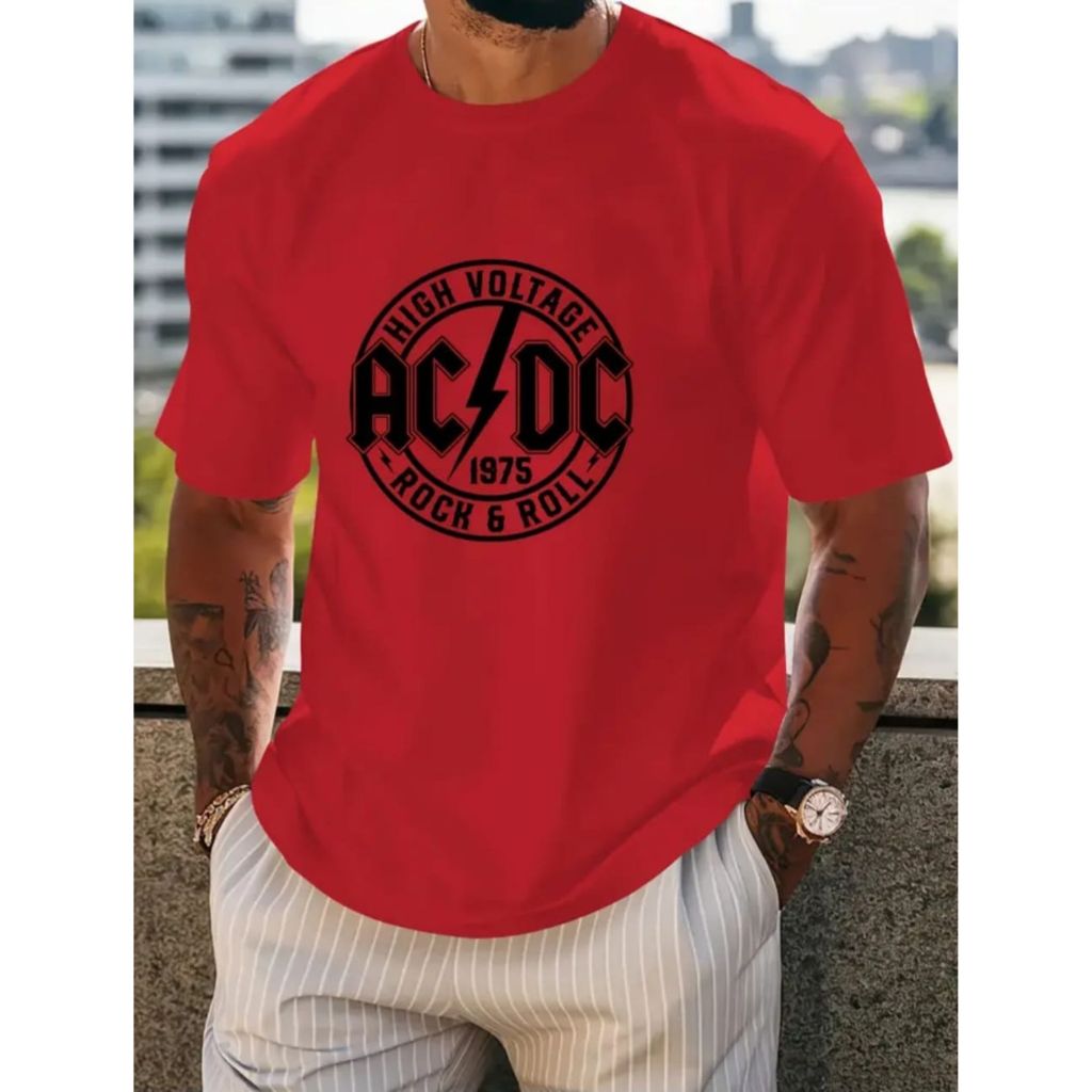 Camisa Masculina AC-DC Exclusiva Voltage Camiseta Banda De Rock Roll