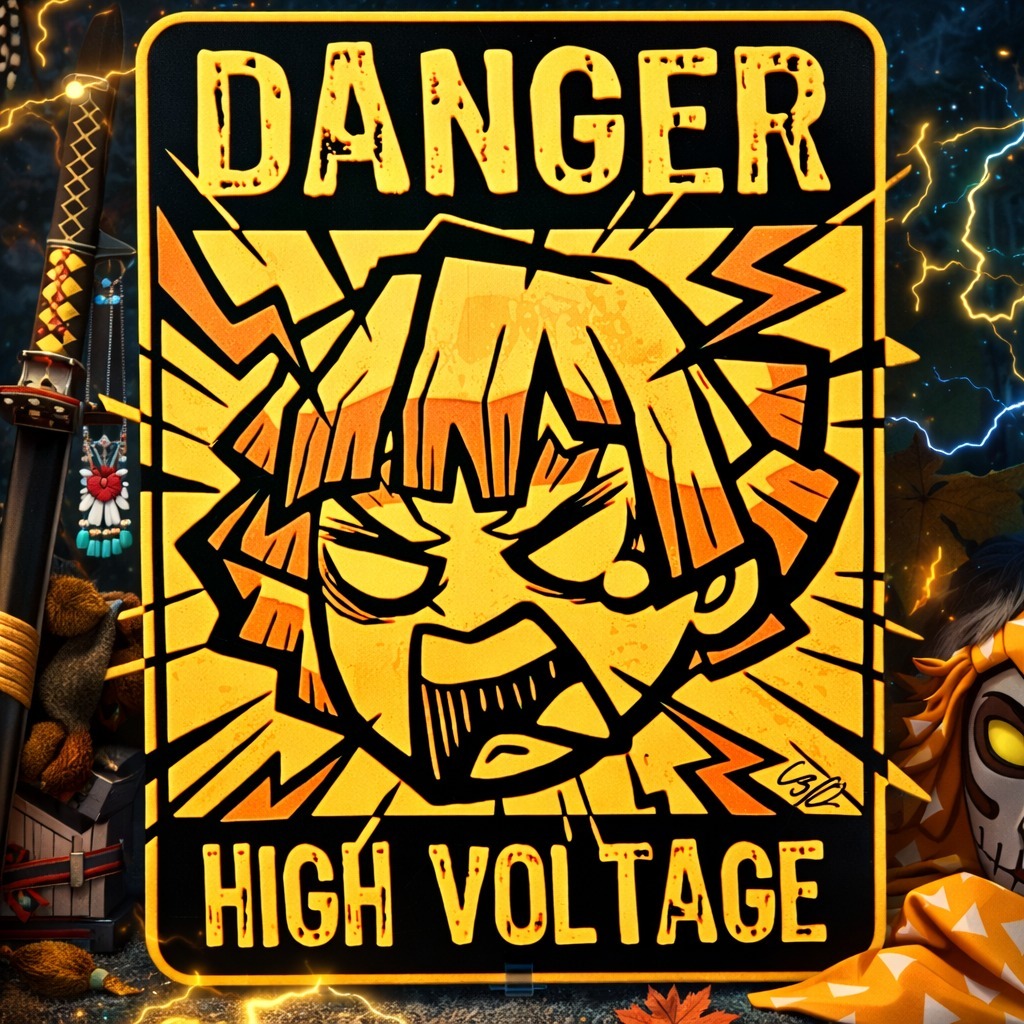 ZENITSU Placa Decorativa  – Danger High Voltage | Demon Slayer (Fanart)