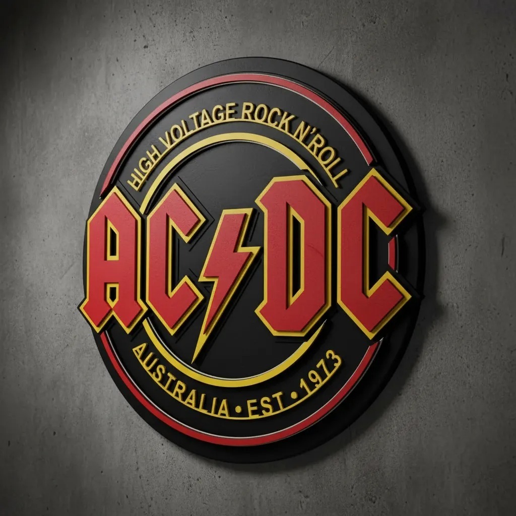 Placa Decorativa 3D ACDC High Voltage Rock N'Roll