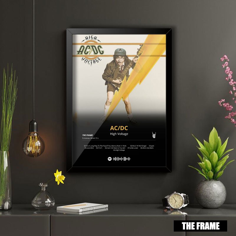 Quadro Decorativo A4/A3 Spotify Ac/dc Album High Voltage