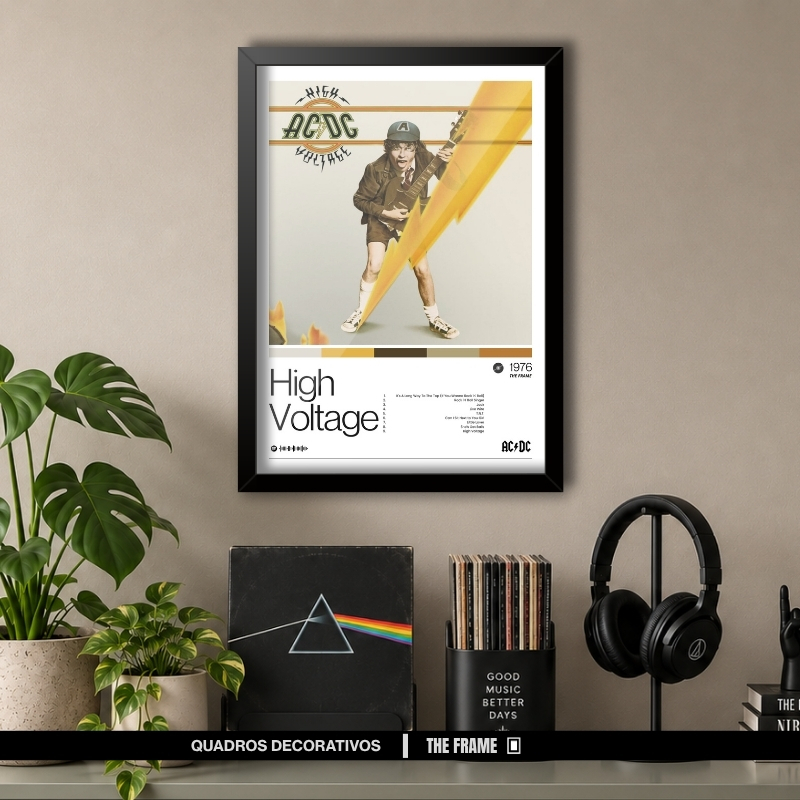 Quadro Decorativo A4/A3 Spotify AC/DC Album High Voltage