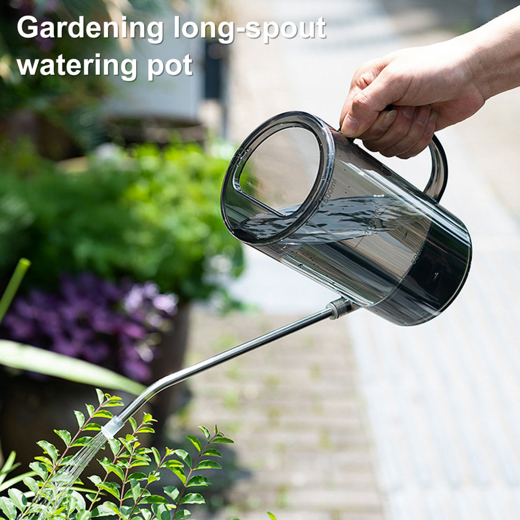 Long Spout Watering 1l/1.5l with Measurement Scales Transparent Garden Pot for Indoor Outdoor Plants Office Flowers Irri