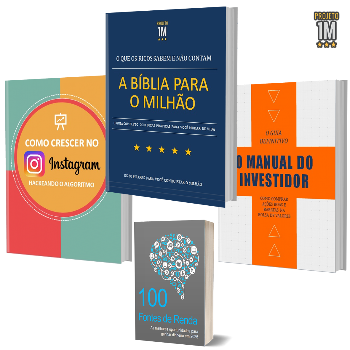 A BÍBLIA PARA O MILHÃO + COMO CRESCER NO INSTAGRAM + O MANUAL DO INVESTIDOR + 100 FONTES DE RENDA