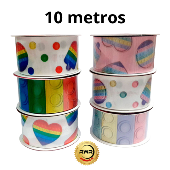 Rolo 10 mt Fita Gorgurão Pop It nº9 38mm Progresso