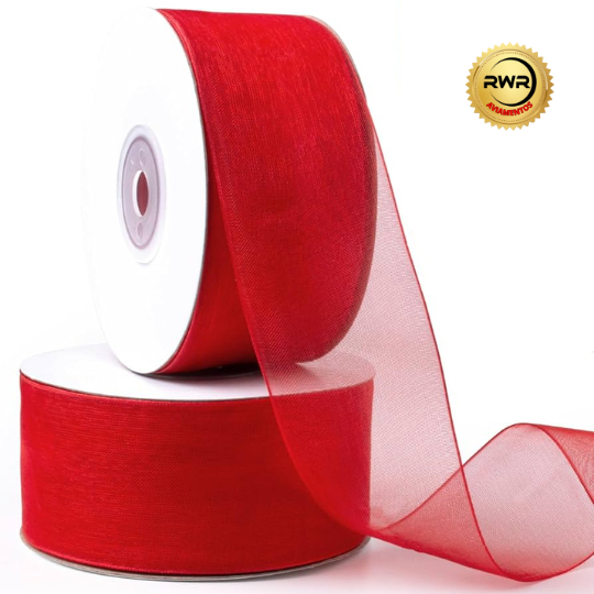 10 metros Fita voal 38mm nº9 Cor Vermelha importada NATAL