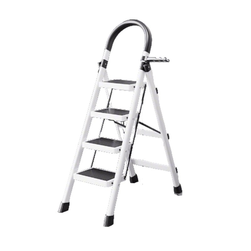 Escada Alumínio 4 Degraus Profissional Multifuncional Telescópica Dobrável Portátil Leve 142cm Casa Serviço Obra