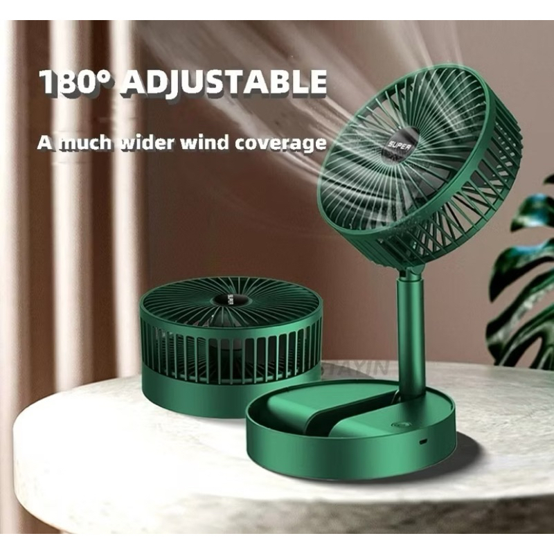 Ventilador Telescópico Dobrável Recarregável Silencioso Com 3 Velocidades Portátil