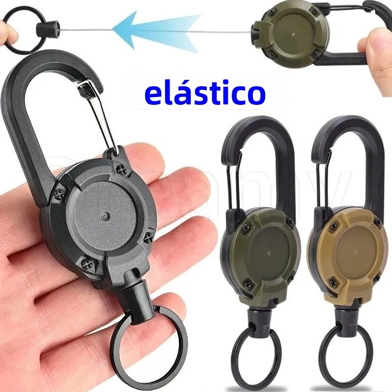 Mosquetão De Arame De Aço Retrátil Para Serviço Pesado-Fivela De Corda Telescópica Fácil De Puxar-Gancho Chaveiro