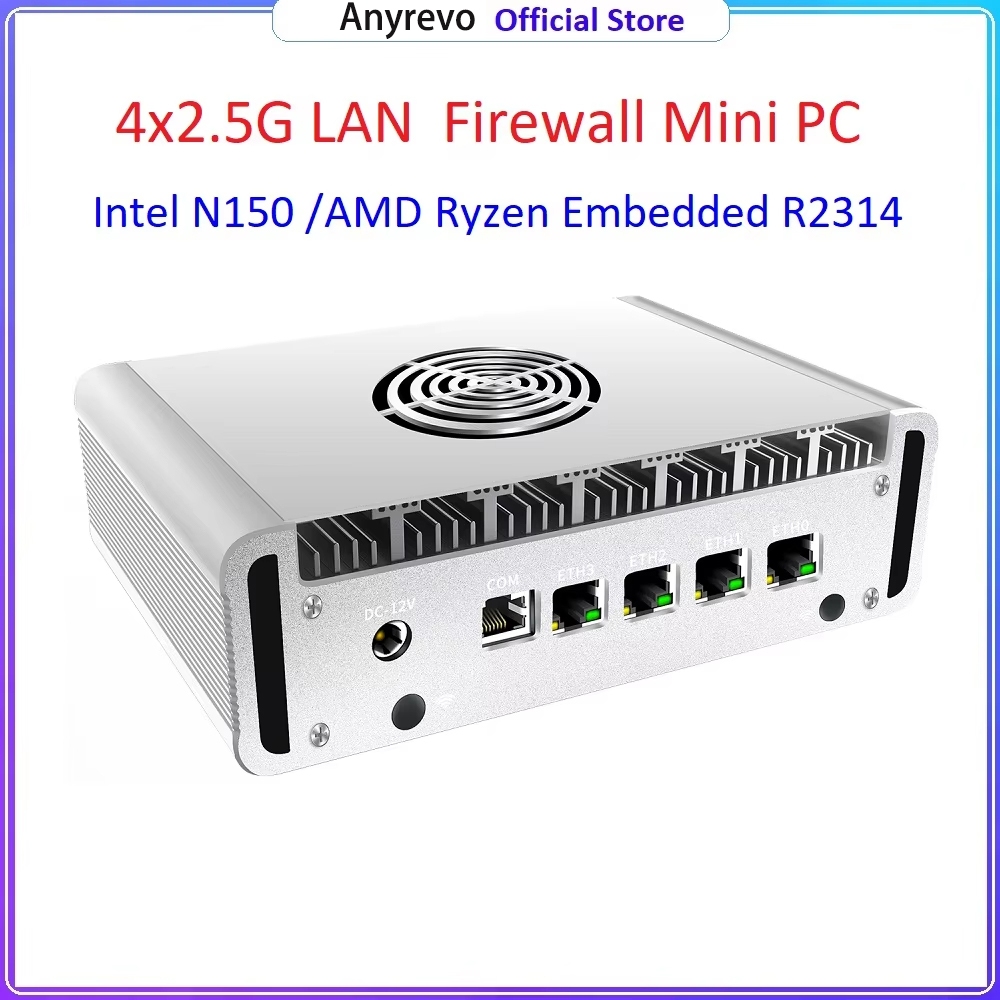 Roteador Sofe Intel N150 Firewall Mini PC 4x2.5G LAN NVMe 6xUSB Proxmox PfSense OPNsense Computador Servidor Doméstico
