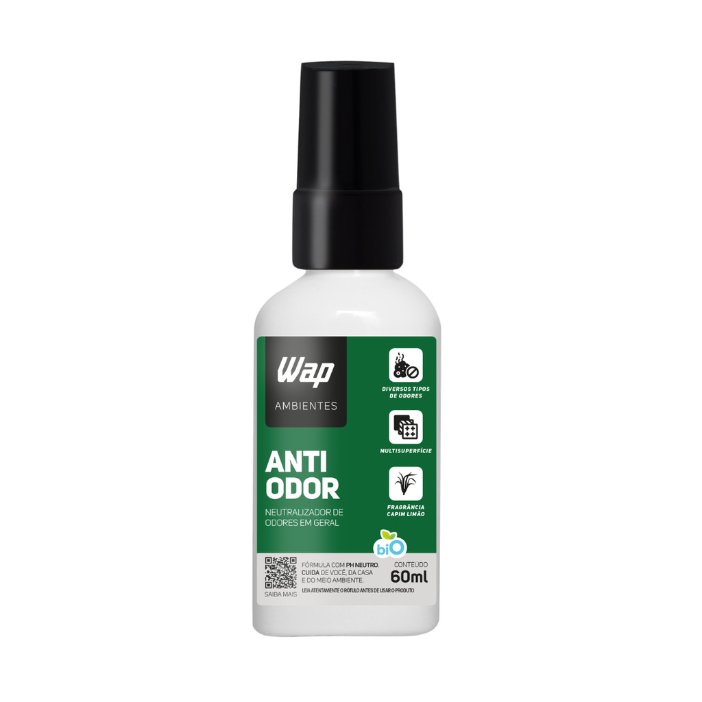 Anti Odor Wap 60 Ml Capim Limão Spray Neutralizador E Eliminador De Odores