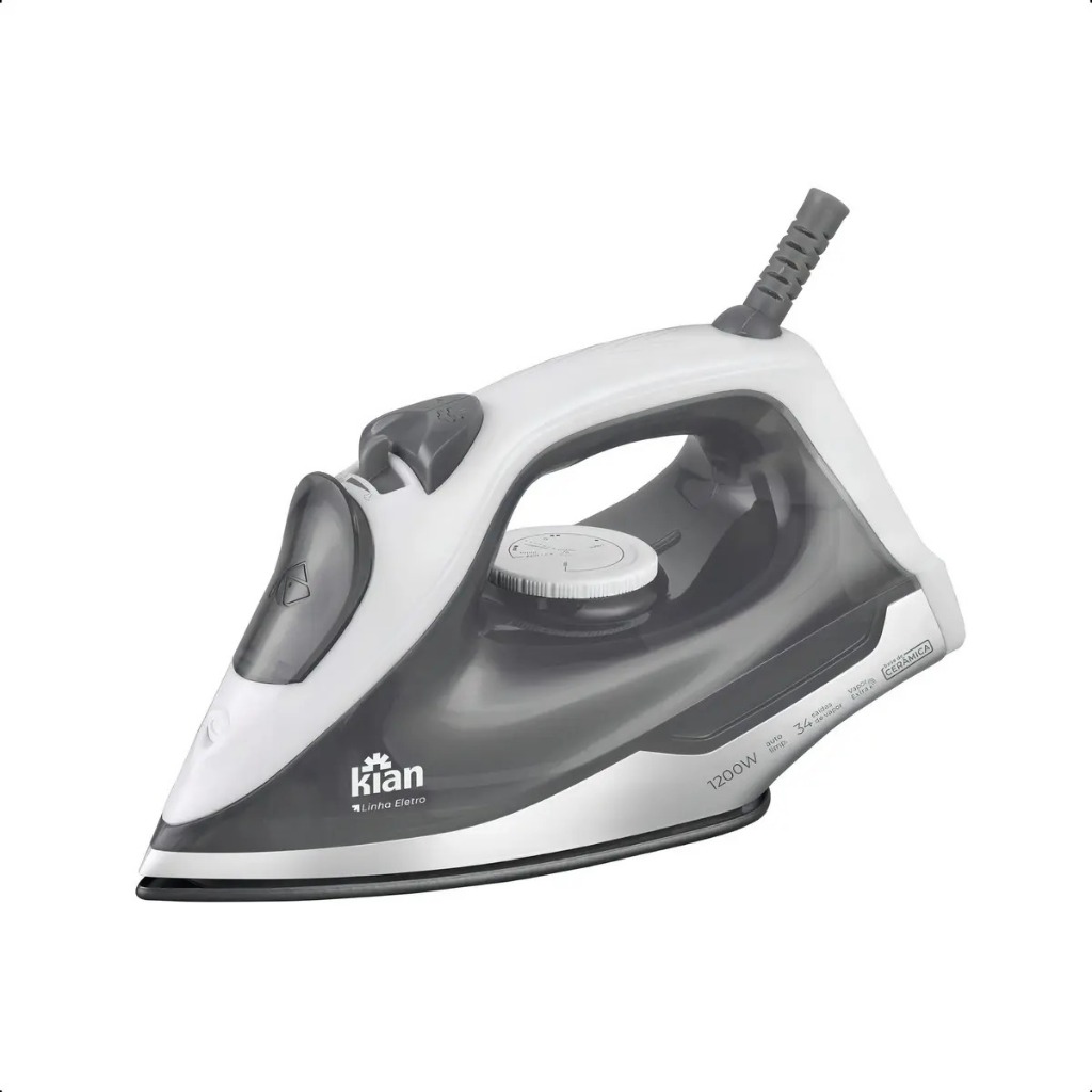 FERRO A VAPOR SPRAY CERÂMICA KIAN - 1300W 127V COR CINZA