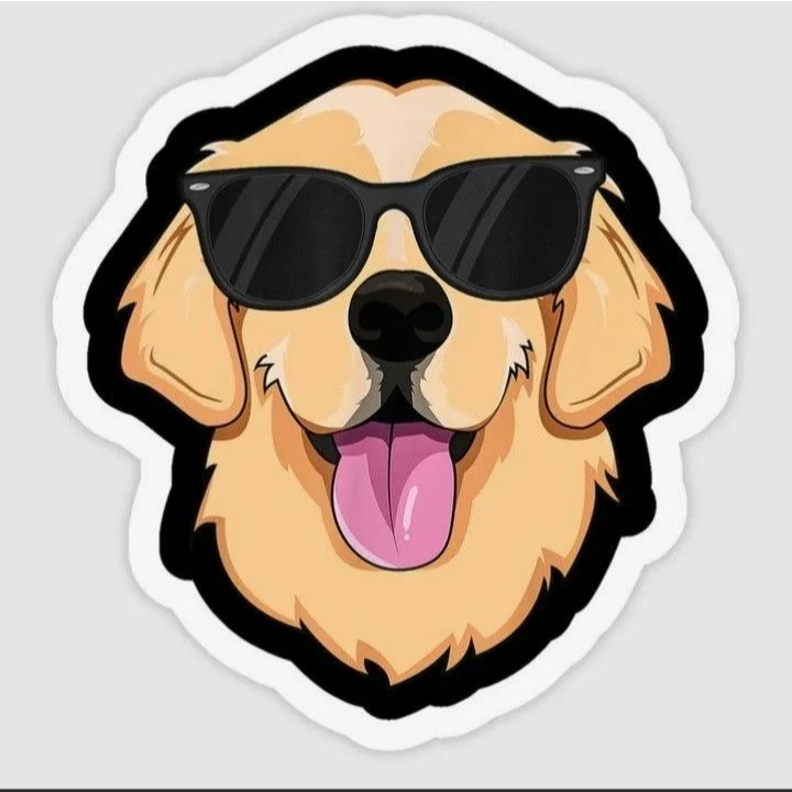Adesivo Golder Retriever Oculos 30cm