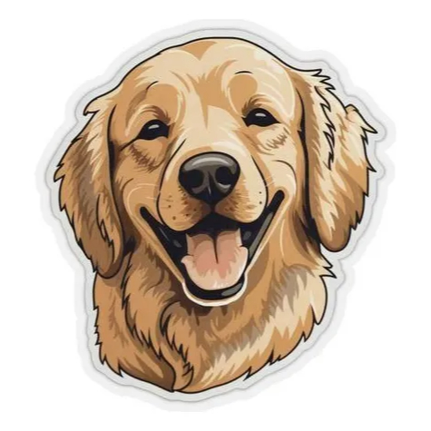 Adesivo Golder Retriever Feliz Sorridente 25cm